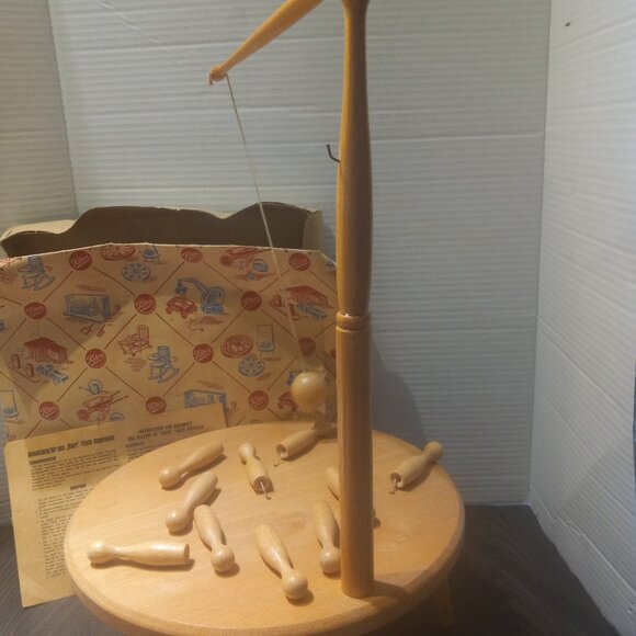 Vtg Kibri Table Skittles Bowling Wooden Wood Bowling Pins Game West Germany - Picture 5 of 8